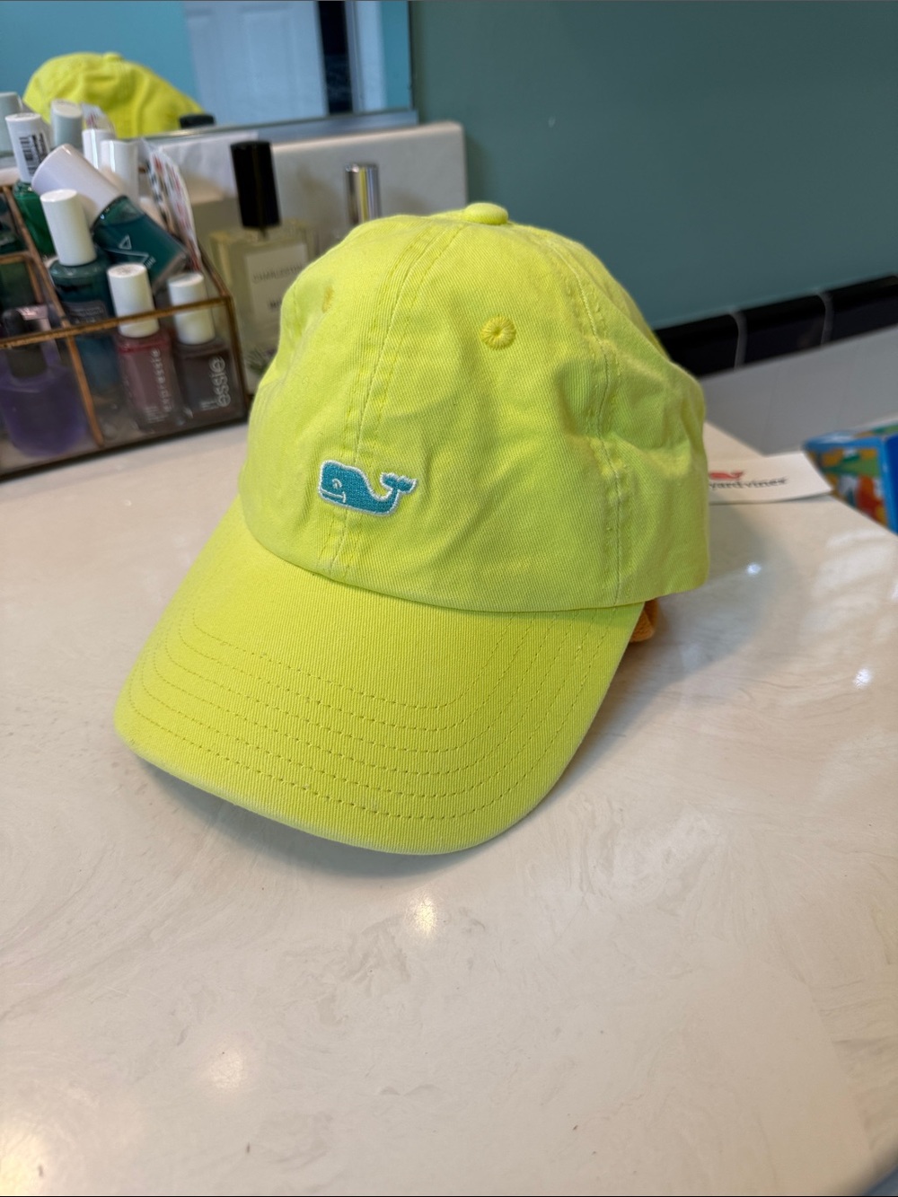 NWT Vineyard Vines Kids Classic Washed Baseball Cap- lemon lime
